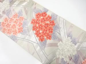 アンティーク　芝草に紫陽花模様織り出し袋帯（着用可）